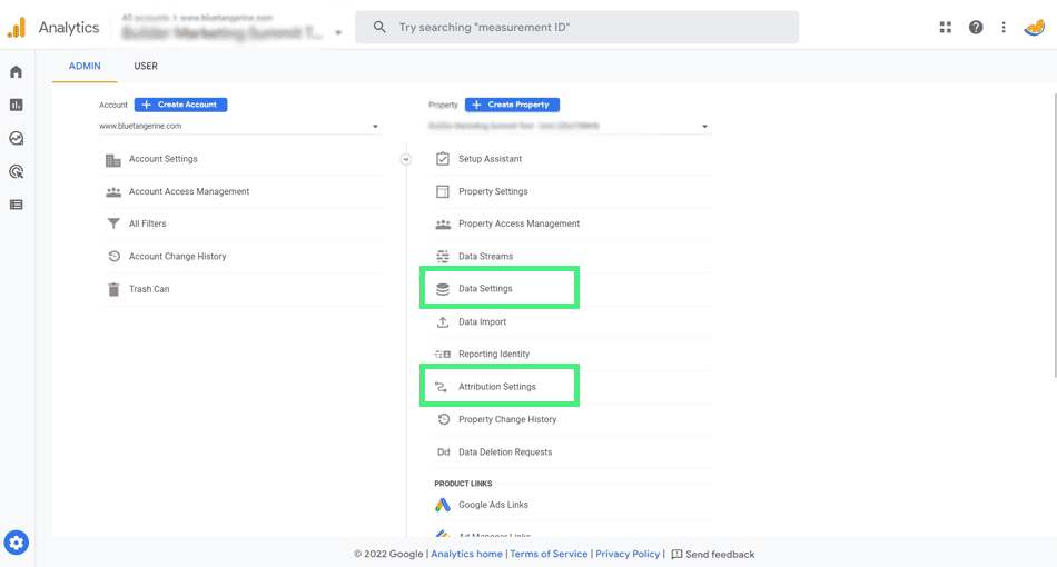 GA4 property configurations view