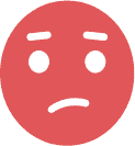 Red icon of a worried face.