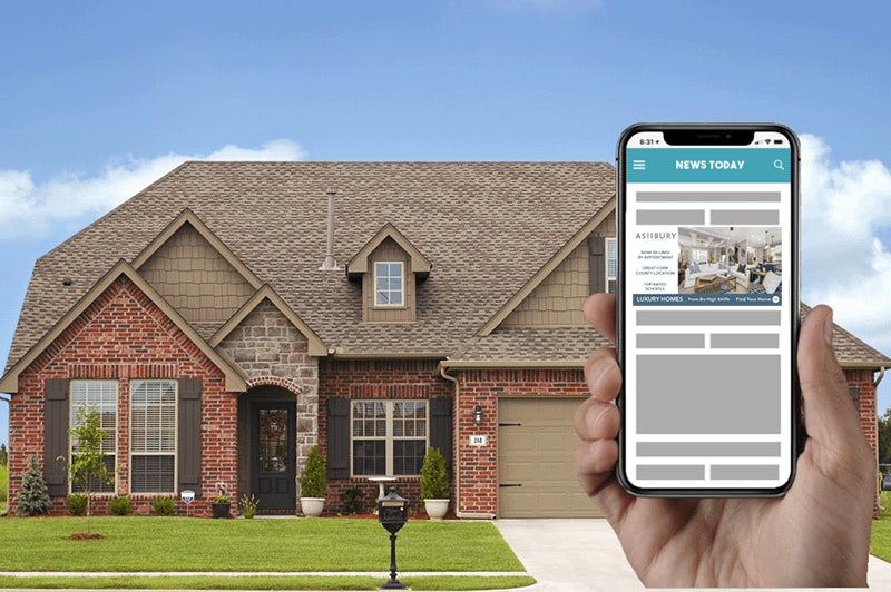 Geofencing ad example on phone in front of a home
