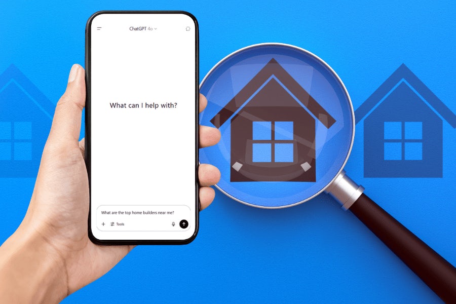 ai-home-search-blog Phone with ChatGPT prompt for best home builders near me