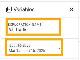 GA4 naming report and select date