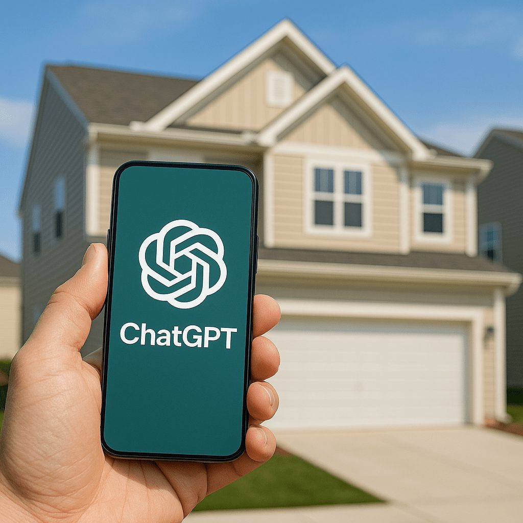 Phone with ChatGPT with new home in background