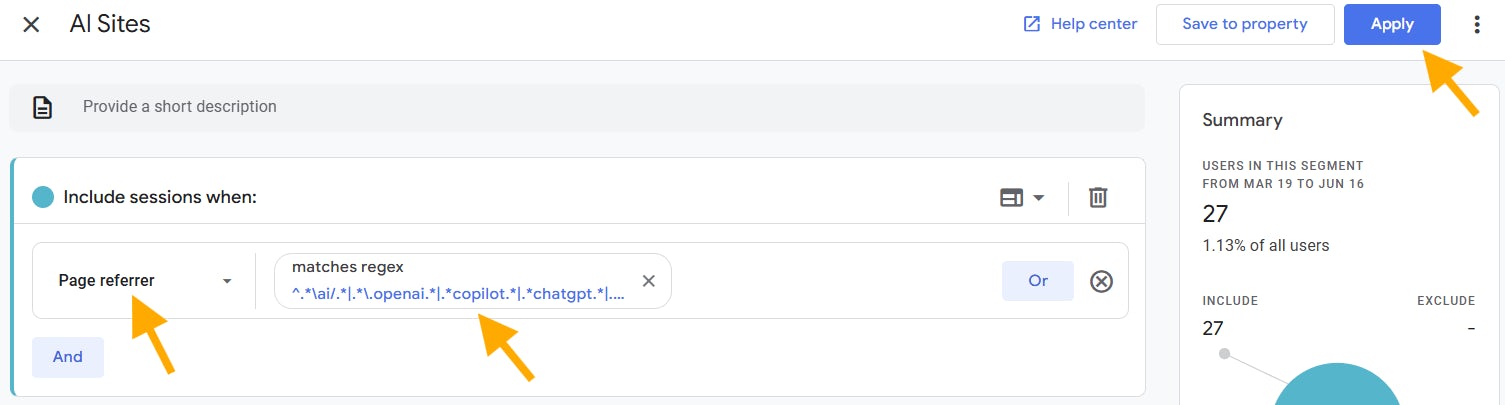 GA4 segment criteria