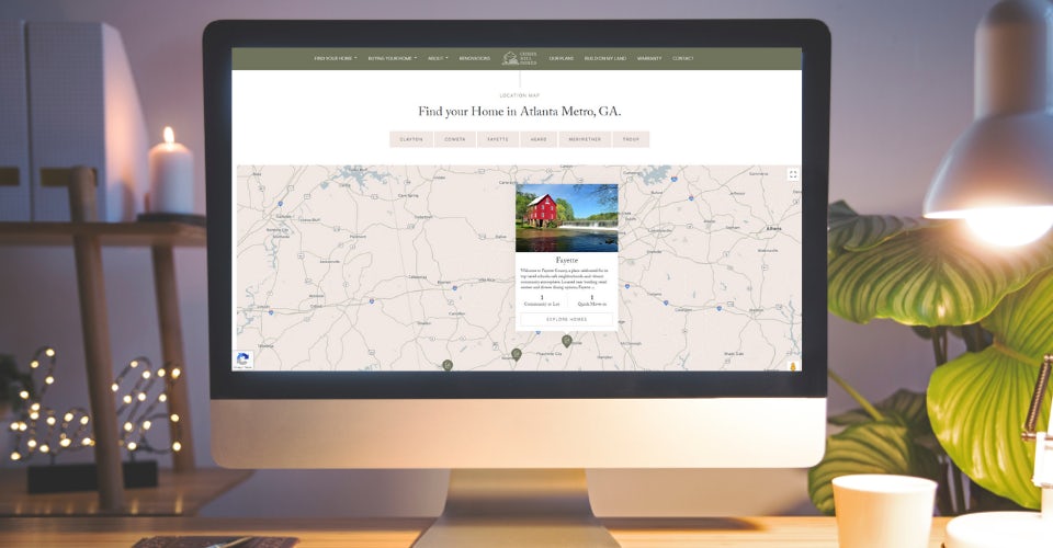 Home Builder Website Map on Computer Screen